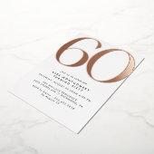 Wit en Roos Goud | Eenvoudige Glam 60th Verjaardag Folie Uitnodiging (Gedraaid)