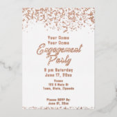 Wit en Roos Gouden Folie Verlovingsfeest Folie Uitnodiging (Voorkant)