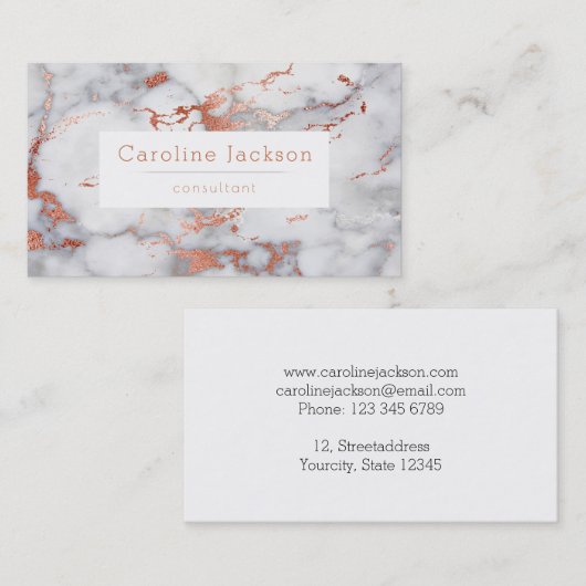 Wit en roos gouden marmeren steen visitekaartje (Voorkant / Achterkant)