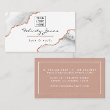 Wit en Roze Goud Agate Logo Toevoegen