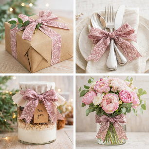 Wit en roze gouden paisley lint