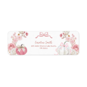 Wit en Roze Kleine Pompoen Adreslabel Etiket