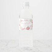 Wit en Roze Kleine Pompoen Fles Label Waterfles Etiket (Voorkant)