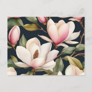 Wit en roze Magnolia bloemen patroon Briefkaart