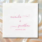 Wit en Roze Minimalistisch Elegant Script Bruiloft Servet