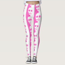 Wit en roze schedels patroon leggings
