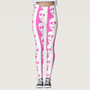 Wit en roze schedels patroon leggings