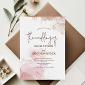 Wit en Roze Waterverf Modern Elegant Bruiloft Kaart