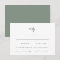 Wit en Sage Modern Script | Bruiloft Maaltijd Keuz