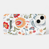 Wit en Stoffig Blauw Rood Geel Paisley Ontwerp iPhone Hoesje (Achterkant horizontaal)