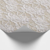 Wit en Tan Lace Textuur Cadeaupapier (Hoek)