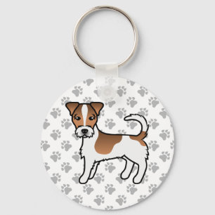 Wit- en Tanjas Rough Coat Jack Russell Terrier-hon Sleutelhanger