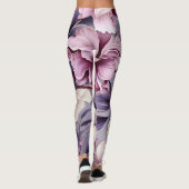 Wit en Violet Orchideeën Patroon Leggings (Achterkant)