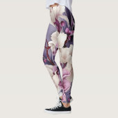 Wit en Violet Orchideeën Patroon Leggings (Links)