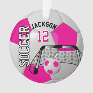 Wit en warm roze ⚽ Voetbal Ornament