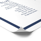 Wit en zeemacht Moderne minimale bruiloft Poster (Hoek)