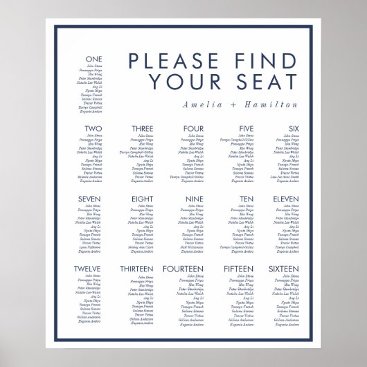 Wit en zeemacht Moderne minimale bruiloft Poster (Voorkant)