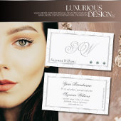 Wit en zilver Lijst met diamanten en monogram Visitekaartje