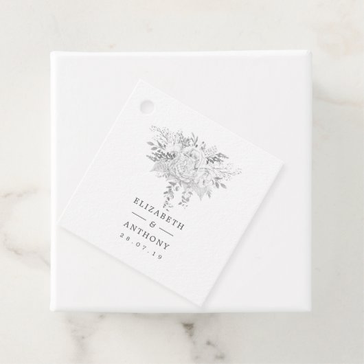 Wit en Zilver  Roos Bruiloft Bedankjes Labels (In situ)