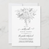 Wit en Zilver Rozen Virtuele bruiloft Kaart (Voorkant)