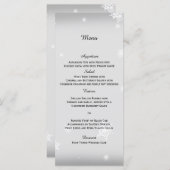 Wit en Zilver Sneeuwvlok Bruiloft Menu (Voorkant / Achterkant)