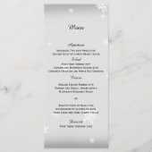 Wit en Zilver Sneeuwvlok Bruiloft Menu (Voorkant)