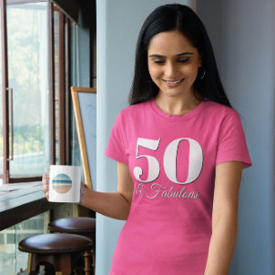 Wit en Zwart 50 & Fabulous Roze T-shirt
