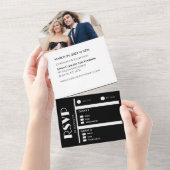 Wit en Zwart Affair-Trouwringen-Foto- All In One Uitnodiging (Afscheurbaar)