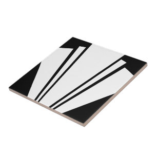 Wit en zwart art deco design tegeltje