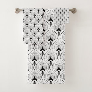 Wit en zwart art-decopatroon bad handdoek