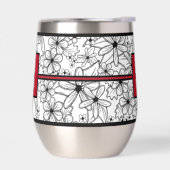 Wit en zwart bloemmotief: rood monogram (Links)