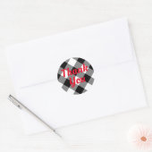 Wit en zwart Buffalo Plaid Dank u Ronde Sticker (Envelop)