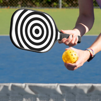 Wit en zwart concentrische cirkels ringen patroon pickleball paddle