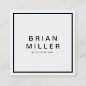 Wit en Zwart Corporate Modern Professional Vierkante Visitekaartje (Voorkant)