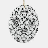 Wit en Zwart Damast Keramisch Ornament (Rechts)