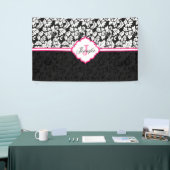 Wit en zwart Damast roze accenten Spandoek (Beurs)