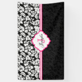 Wit en zwart Damast roze accenten Spandoek (Verticaal)