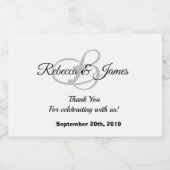 Wit en zwart dank u bruiloft likeurfles etiket (Enkel label)