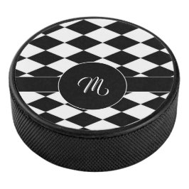 Wit en zwart diamantpatroon hockey puck