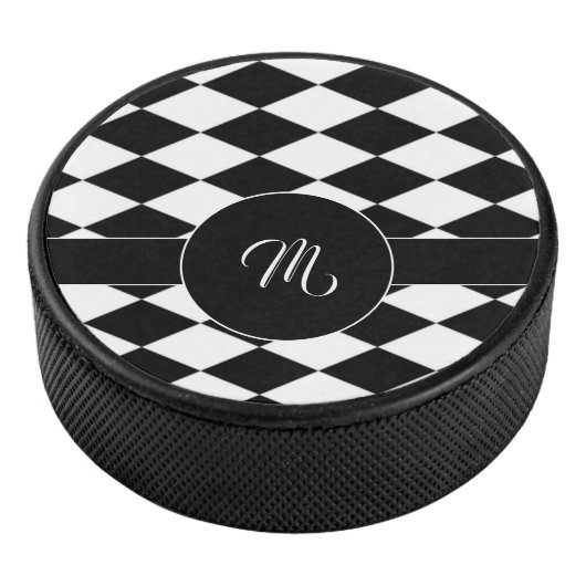 Wit en zwart diamantpatroon hockey puck (3/4)