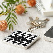 Wit en zwart diamantpatroon sleutelhanger (Zijkant)