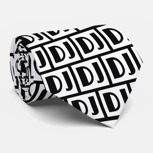 wit en zwart dj-ontwerp stropdas (Opgerold)