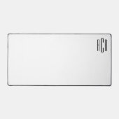 Wit en Zwart Drie Lettermonogram Hoogste Hoek Bureaumat (Voorkant)