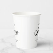 Wit en zwart Elegant Cursive Love Paper Cups Papieren Bekers (Rechts)