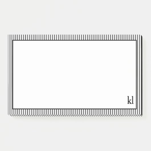 Wit en Zwart Gestreepte Rand | Monogram Post-it® Notes (Voorkant)