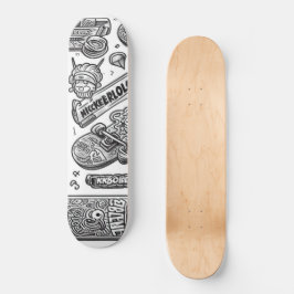 Wit en zwart graffiti ontwerp 1 skateboard