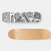 Wit en zwart graffiti ontwerp 1 skateboard (Horizontaal)