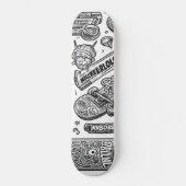 Wit en zwart graffiti ontwerp 1 skateboard (Voorkant)