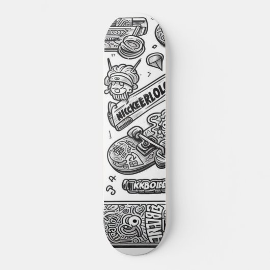 Wit en zwart graffiti ontwerp 1 skateboard (Voorkant)
