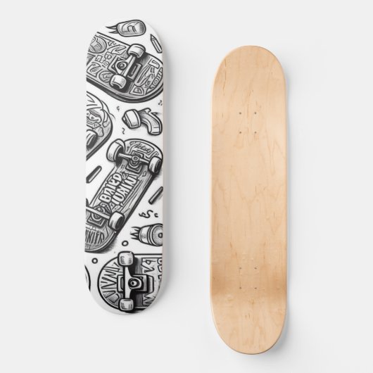 Wit en zwart graffiti ontwerp 2 skateboard (Voorkant)